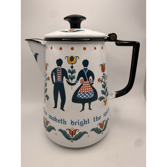 Berggren Other - Vintage 7.5" Enamel Coffee Hot Water Pot, Berggren Hinged, Swedish Z19